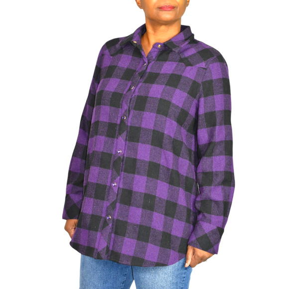 Tuckernuck Chandler Plaid Flannel Shirt Purple Aubergine Buffalo Western Medium - Picture 10 of 14